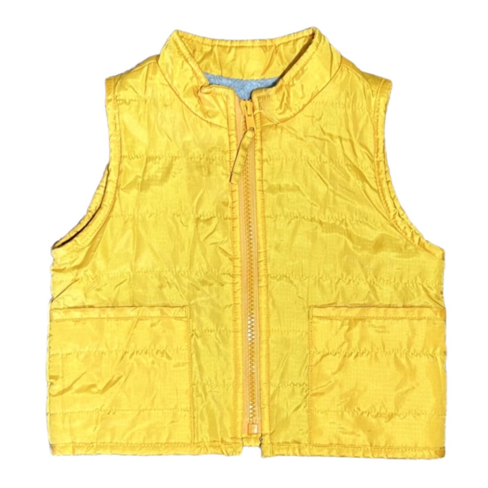 VINTAGE 90s Baby GAP Boys Yellow Fleece Lined Cold Weather Vest 12-18M